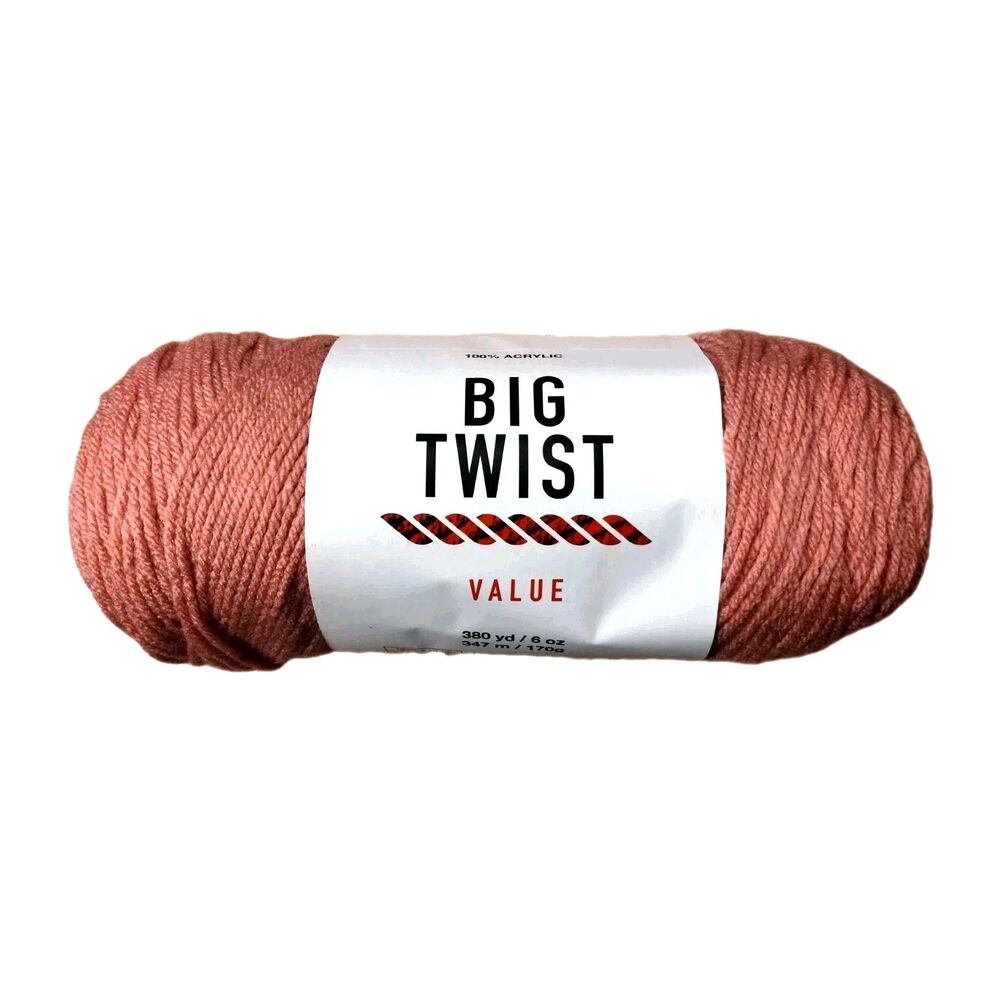 Big Twist Value Yarn, Cosmetic Pink, Worsted, 6 oz 380 yds, 100% Acrylic - New